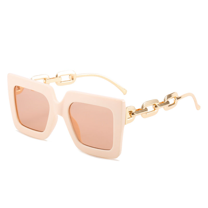 Wholesale Square Large Frame Chain Sunglasses