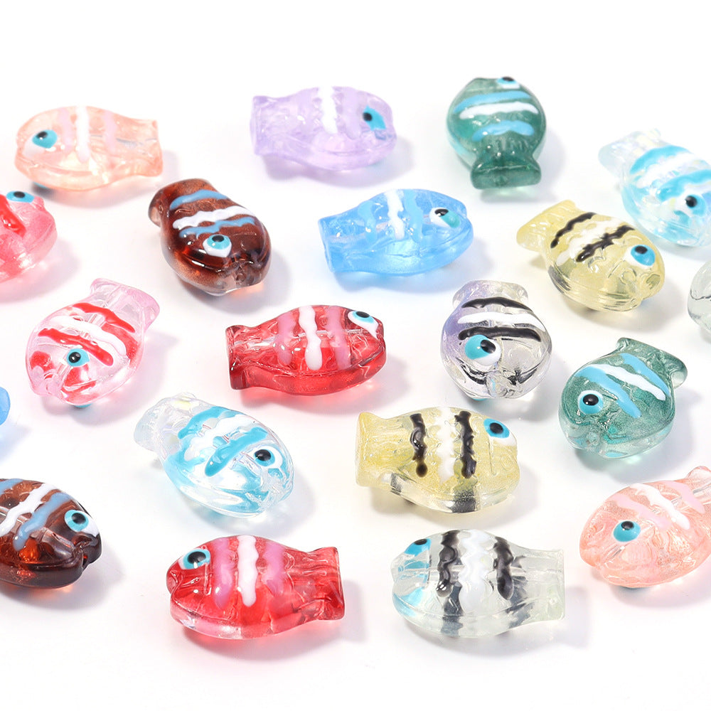 Wholesale 10pcs Ocean Cute Glass Hand-Painted Fish Beads