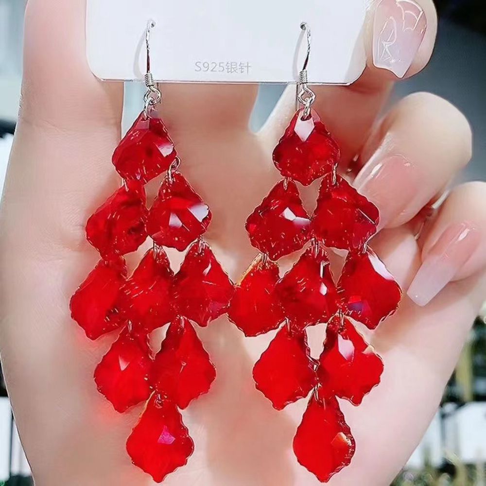 Pendientes de cristal de cristal de cristal púrpura al por mayor pendientes hipoalergénicos