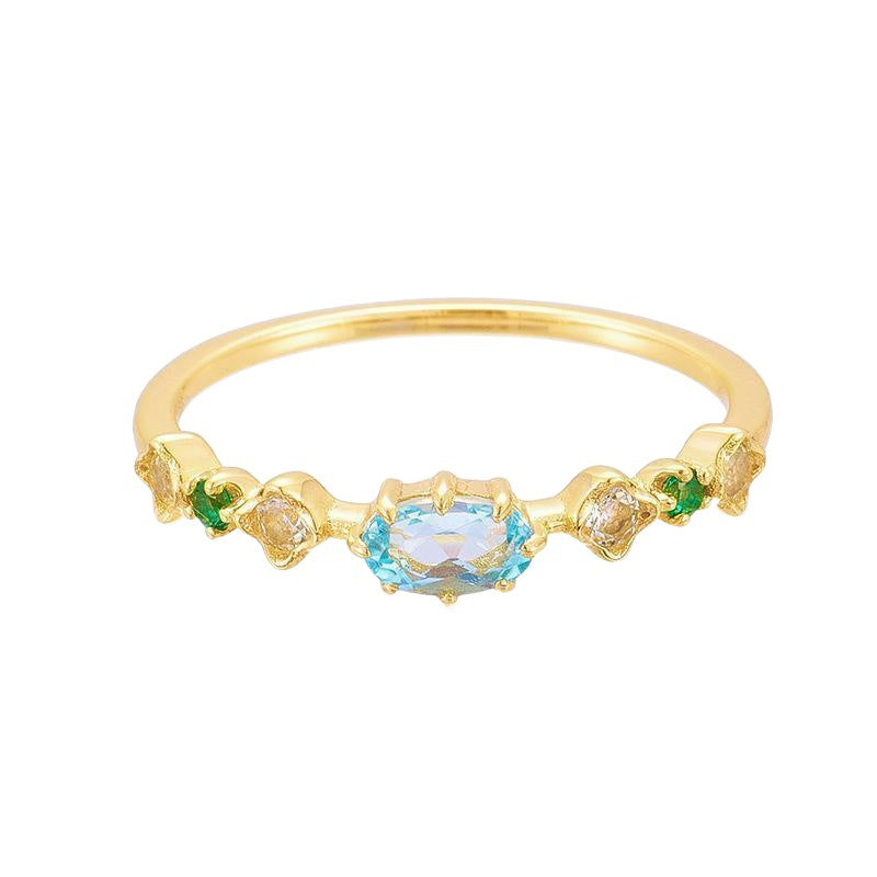 Wholesale Natural Blue Topaz Gold Plated Ring