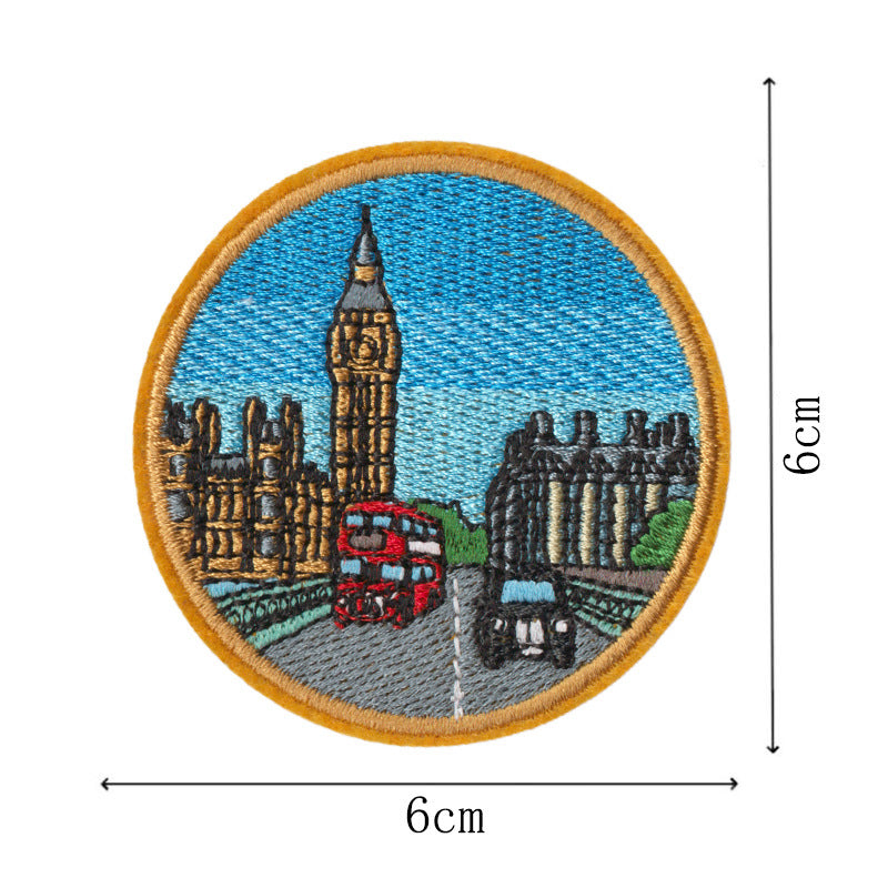 Wholesale World City Landmarks Iron On Embroidered Patches 9 Piece Set DIY Craft Supply Decorative For Clothes Backpack Journal Towel Fashion Accessory Gift