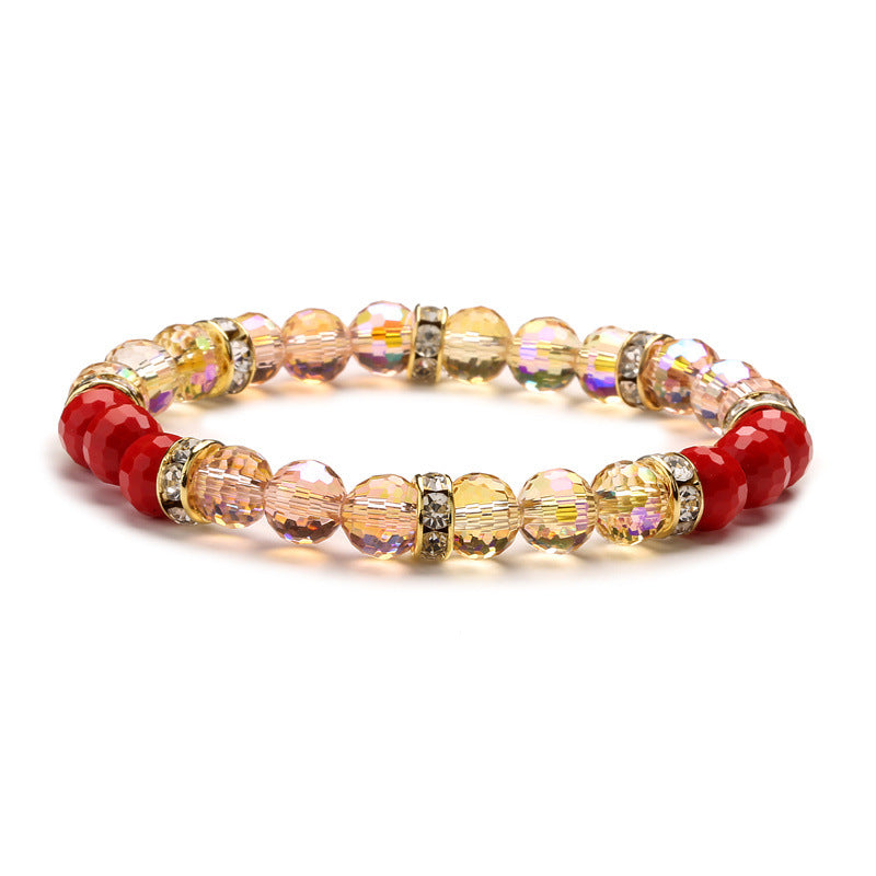 Wholesale Super Flash Colorful 8MM Cut Crystal Glass Multicolor Bracelet