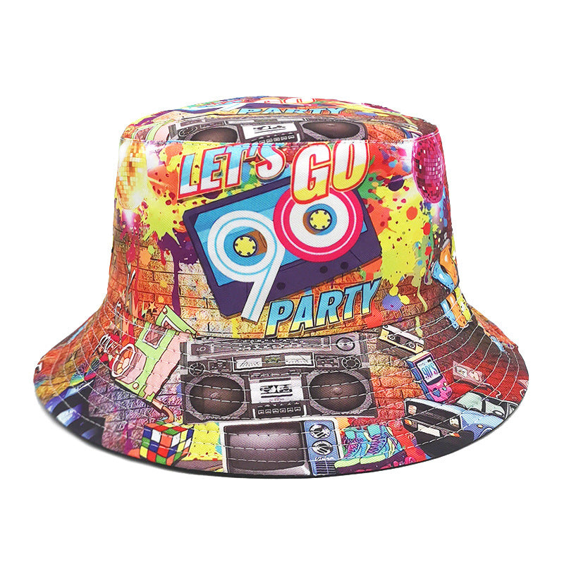 Wholesale Retro Nostalgic Tape Pattern Visor Fisherman Double-sided Hat