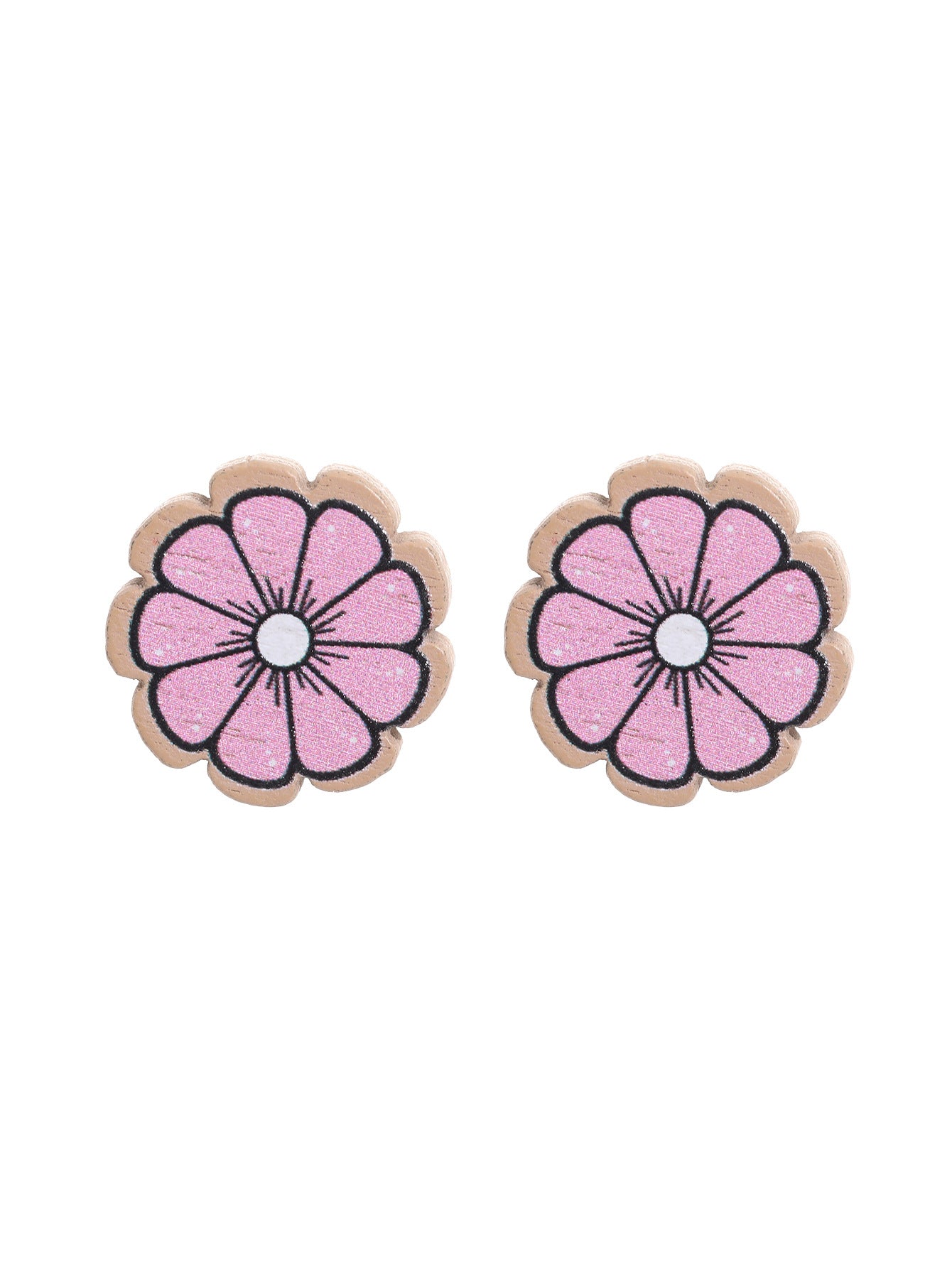 Wholesale Western Style Sunflower Flower Chrysanthemum Pattern Wooden Earrings