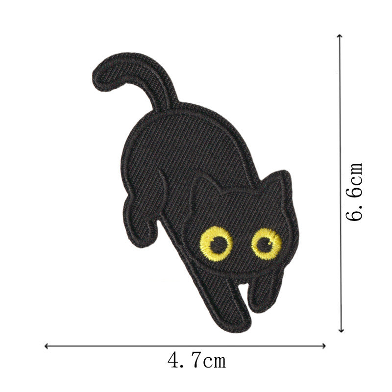 Wholesale Chic Black Cat Embroidered Patches Iron On Funny Mood Cat Set Of 9 For Clothing Repair And et Decoration