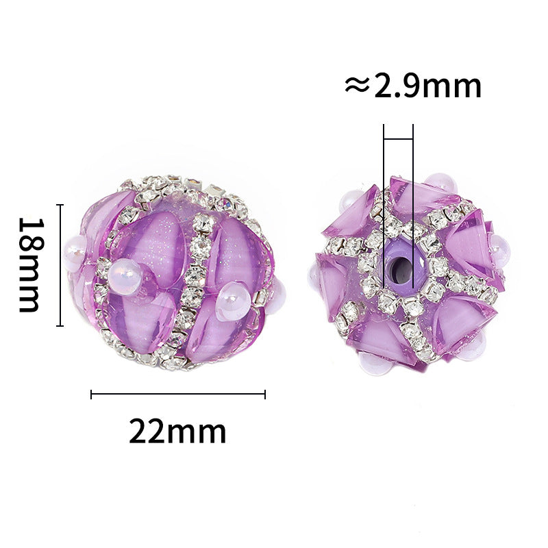 Wholesale 10pcs Heavy Industry Pearl Petal Diamond Ball Western Princess Rhinestone Chain DIY Mobile Phone Chain Beads