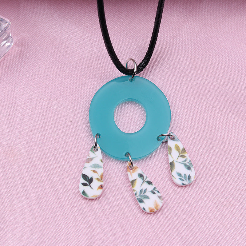 Wholesale Geometric Splicing Hollow Tassel Acrylic Necklaces