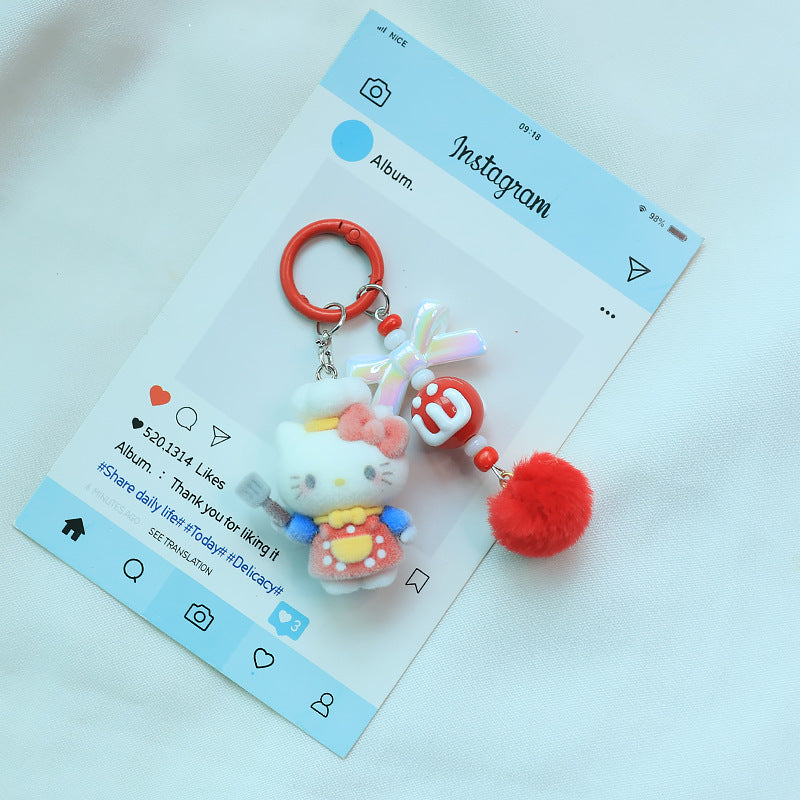 Wholesale Flocked Cute Cat Keychain OLY Exclusive