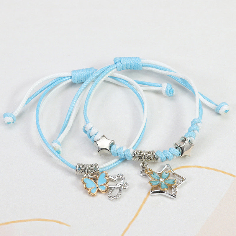 Wholesale Butterfly Flower Pentagram Friendship Braided Bracelet
