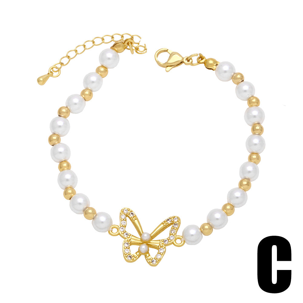 Wholesale Copper Butterfly Pearl Bracelet