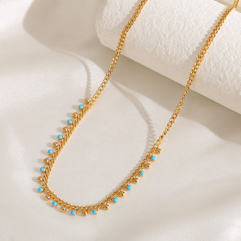 Wholesale Geometric oil drop round bead titanium steel bracelet necklace