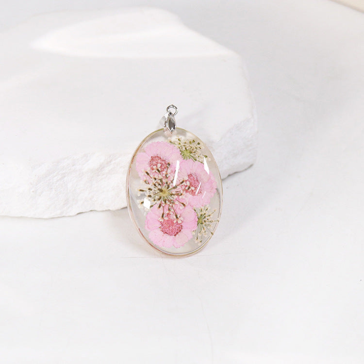 Wholesale 6pcs Resin Dried Flower Real Flower Pendant Necklace Earring Accessories