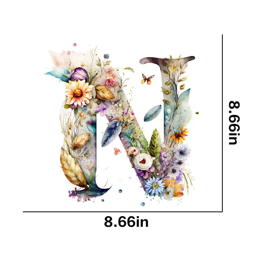 Wholesale 26 letter flower branches and leaves UV DTF Ready to Press Transfers Wraps