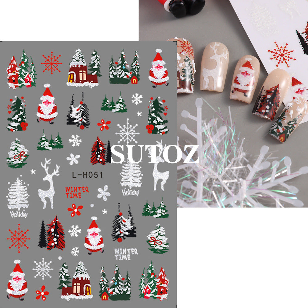 Wholesale 3pcs/pack Cartoon 3D Christmas nail art stickers