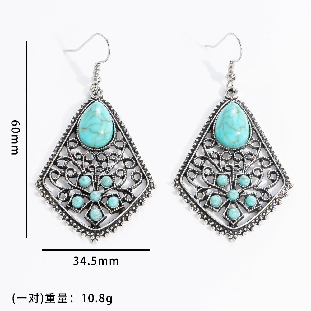 Wholesale 20pcs Bohemian Vintage Turquoise Alloy Earrings