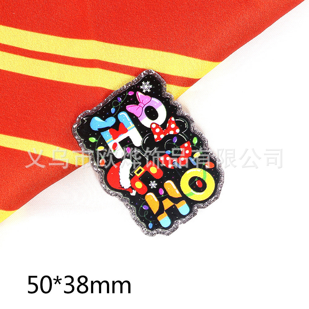 Wholesale 10pcs/pack Powder Cartoon Christmas Snowman Jewelry Acrylic Pin OLY Exclusive