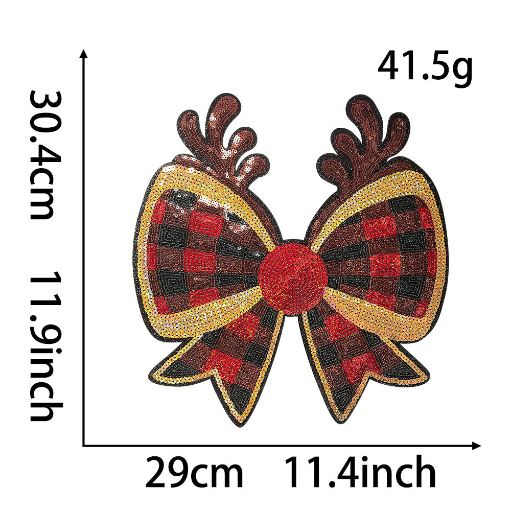 Wholesale Christmas Gingerbread Man Sequin Embroidered Patch Red Green Large Iron On DIY Decorative For Coats