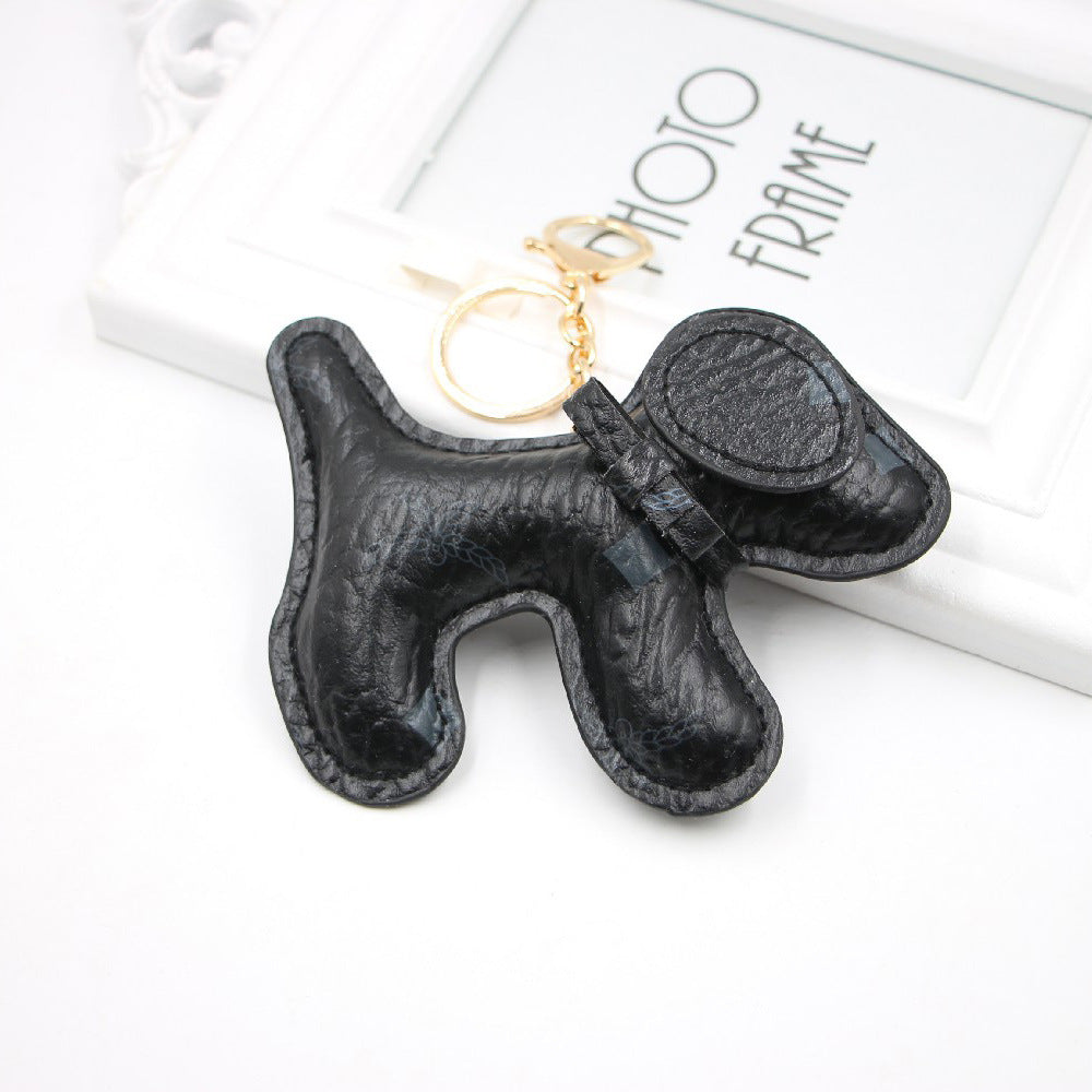 Wholesale Korean Trendy Cartoon Dog PU Leather Keychain Bag Charm Car Key Accessory Gift