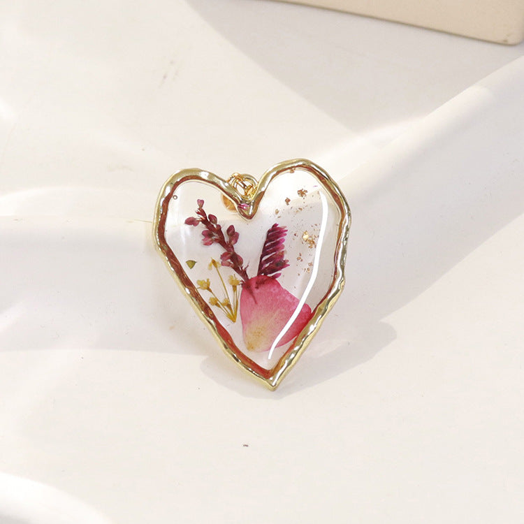 Wholesale 6pcs Irregular Love Month Flower Real Flower Pendant Resin Accessories