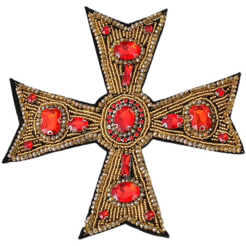 Wholesale DIY Handmade Beaded Heart-shaped Cross Cloth Patch Hat Clothing Decoration