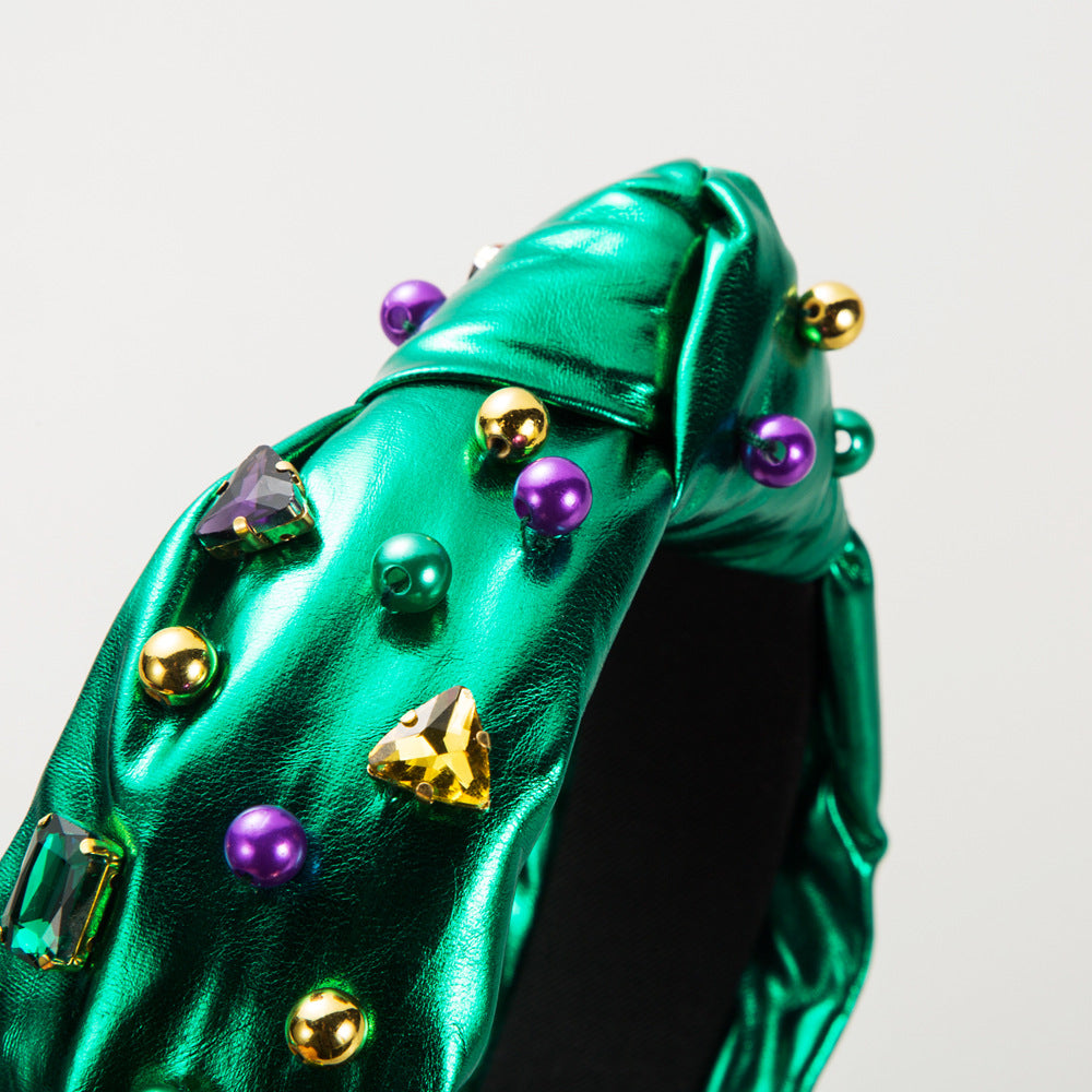 Wholesale Irish Festival Hand-sewn Pearl Knotted High Skull Carnival Headband