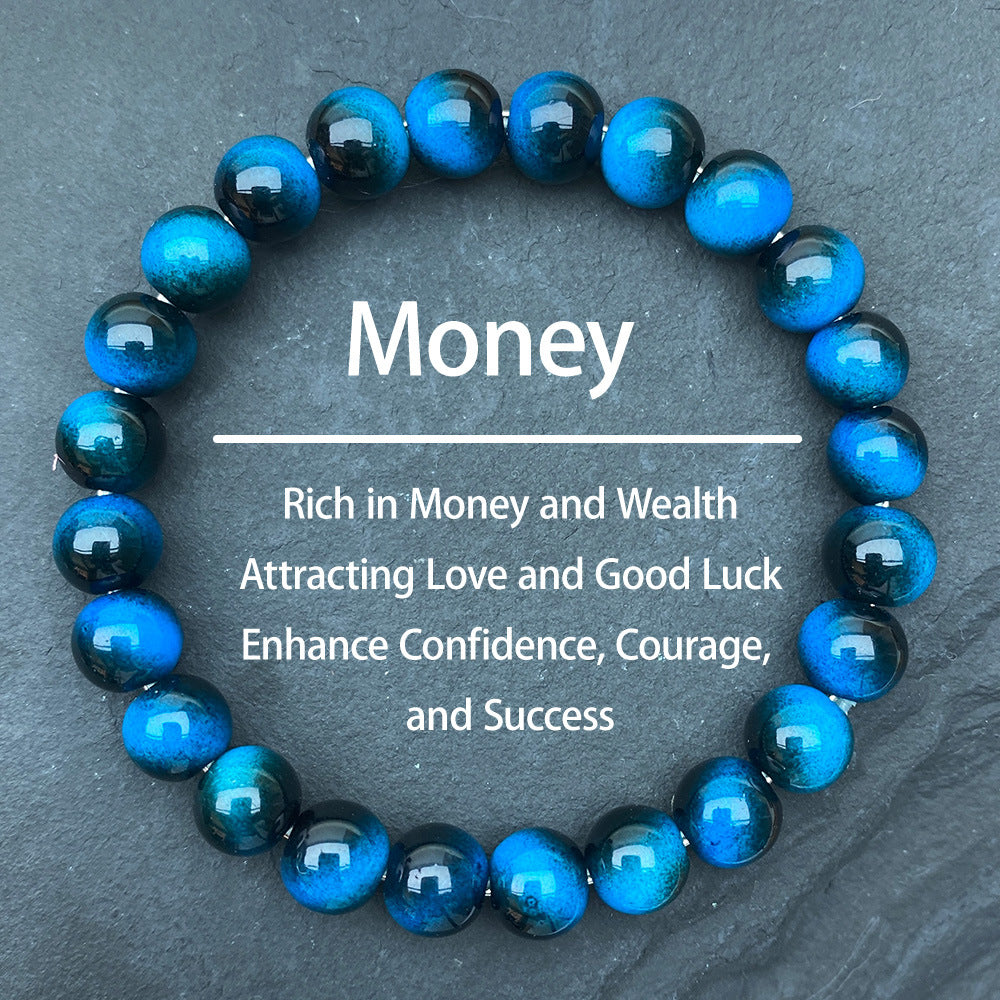 Wholesale Green Purple Sapphire Blue Red Rose Red Gold Lake Blue Yellow Tiger Eye Bracelet