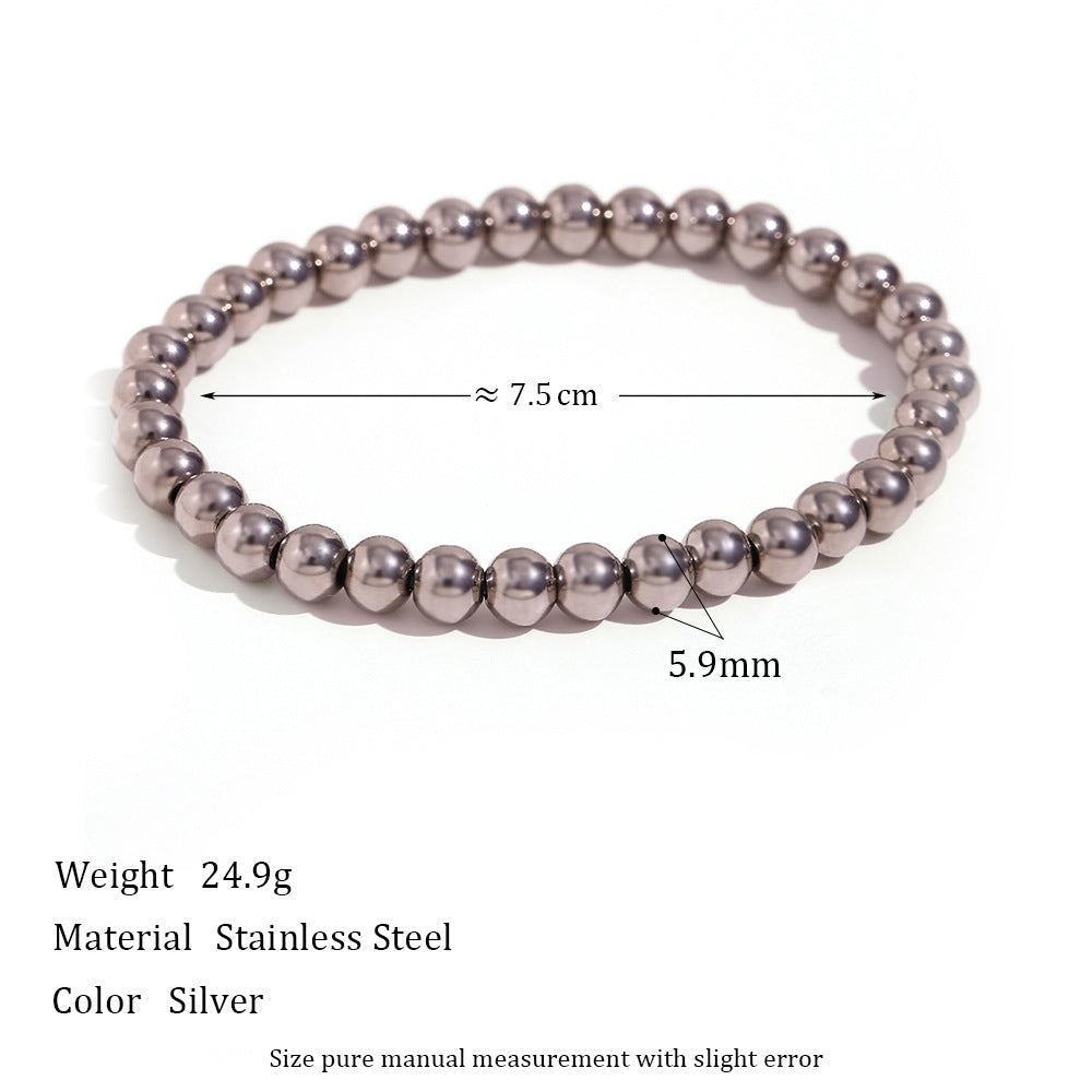 Wholesale Gold and silver colored round bead elastic stainless steel bracelets