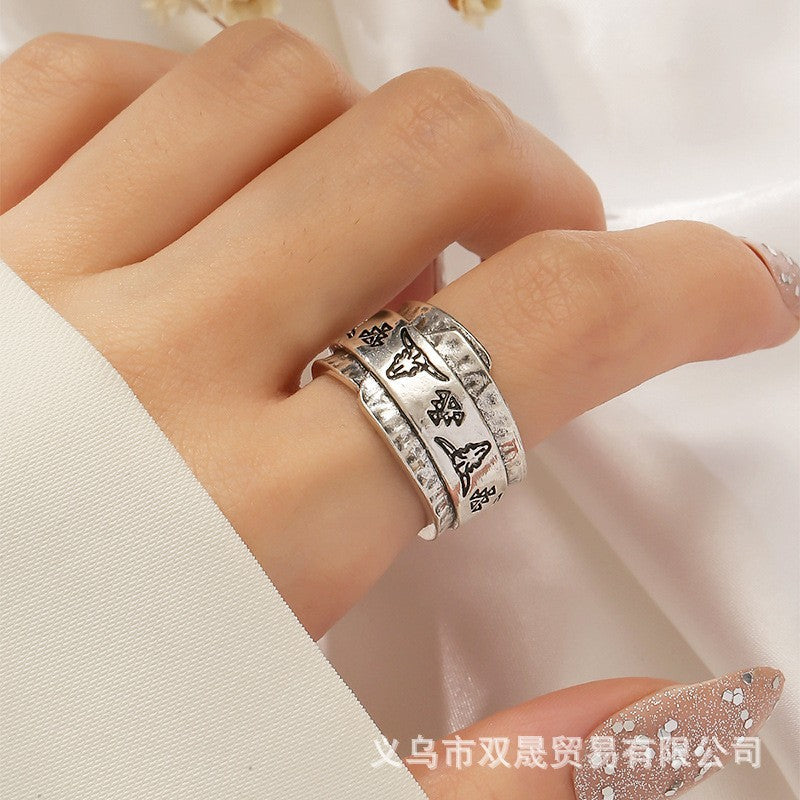 Wholesale Geometric Pattern Turquoise Open Vintage Ring