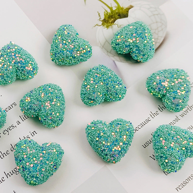 Wholesale Sequined heart-shaped straight hole Acrylic Beads