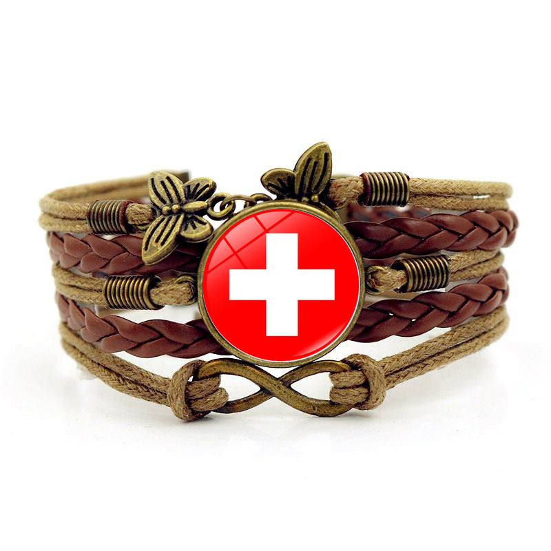 Pulsera de aleación trenzada de múltiples capas de piedra de piedra al por mayor