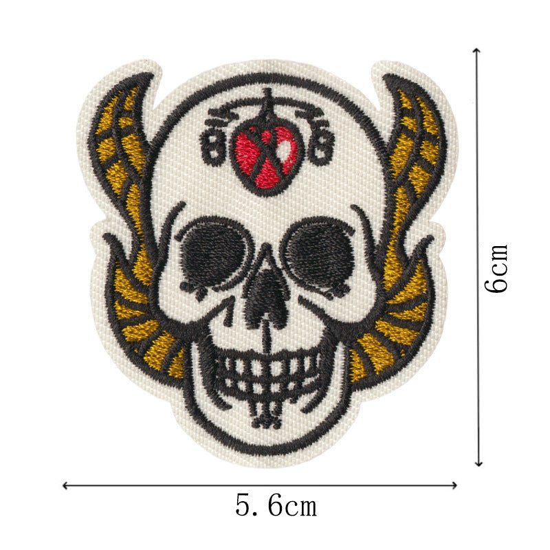 Wholesale Stylish Cartoon Skull Embroidered Iron On Patches 9 Piece Set For Towels Clothing DIY Accessories
