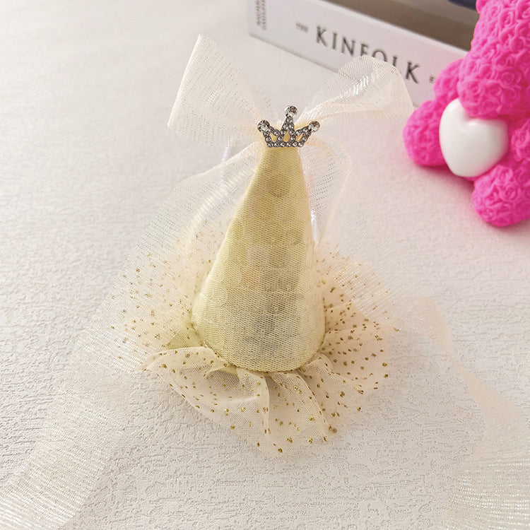 Wholesale  Mesh Ribbon Rhinestone Party Birthday Hat Hair Clip Christmas Headwear Holiday