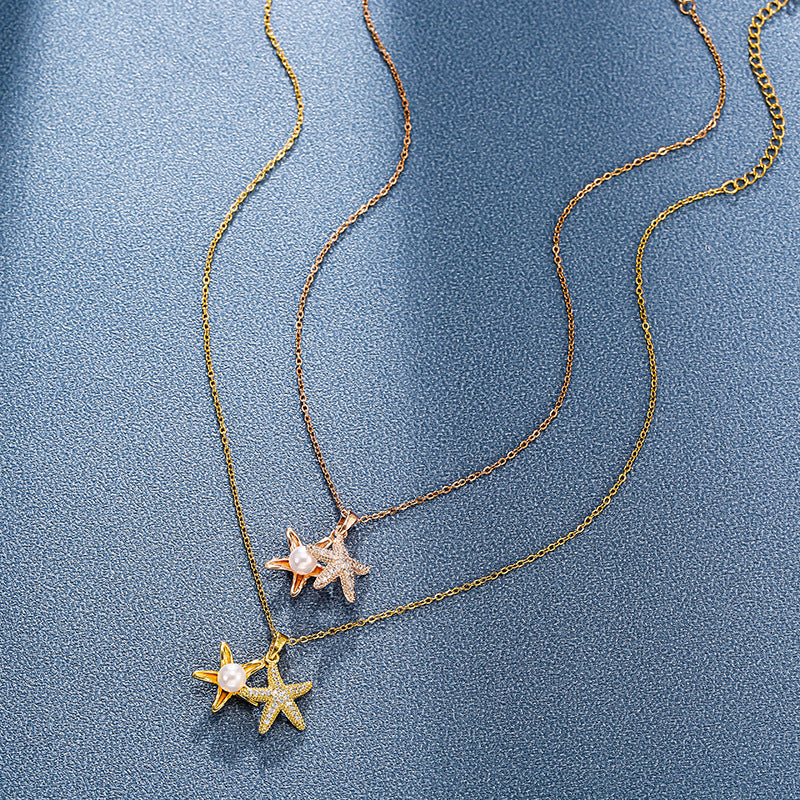 Wholesale Gold Starfish Pearl Necklace