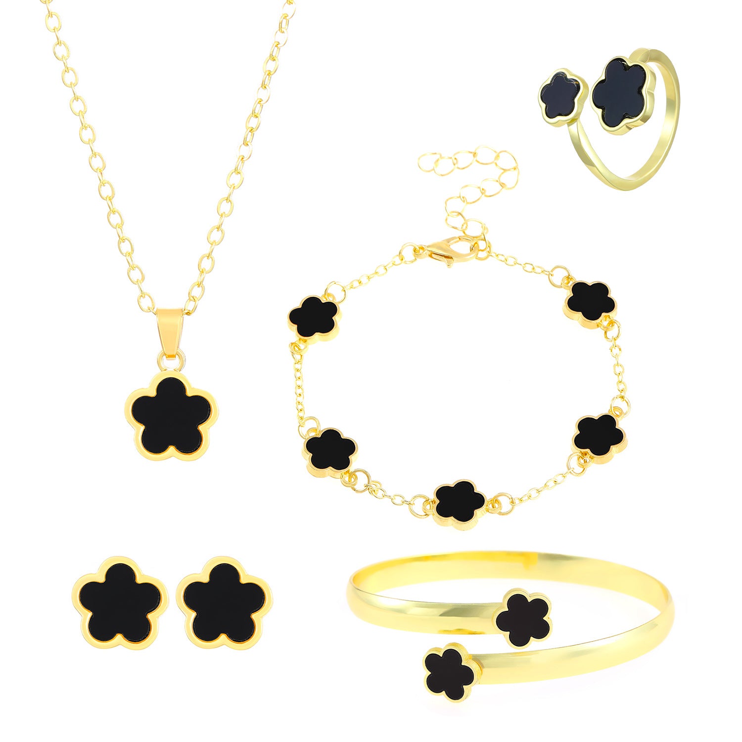 Wholesale Five Leaf Clover Jewelry Set