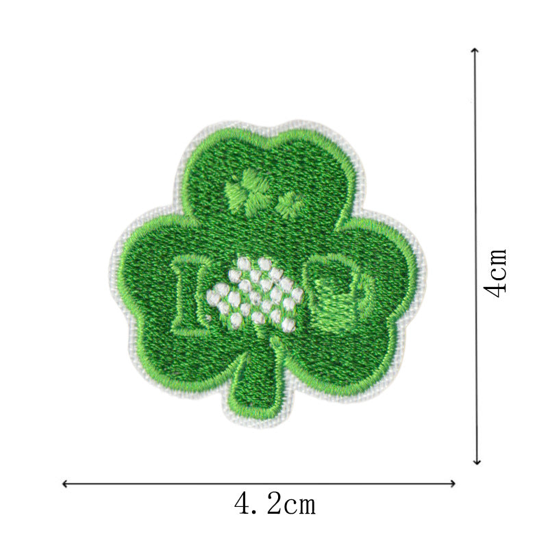 Wholesale St.  Patrick' s Day Clover Green Leaves DIY Patches