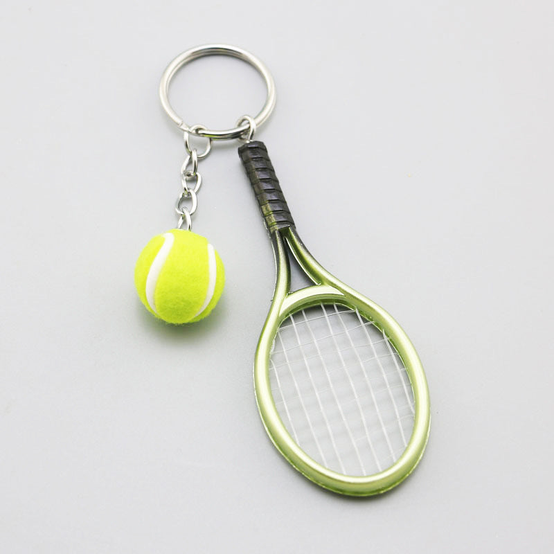 Wholesale Simulation Metal Tennis Mini Tennis Keychain