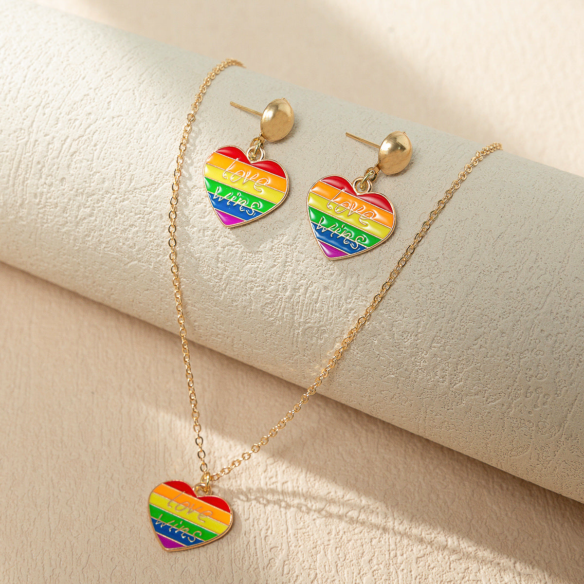 Wholesale Rainbow Element Valentine's Day Necklace Set