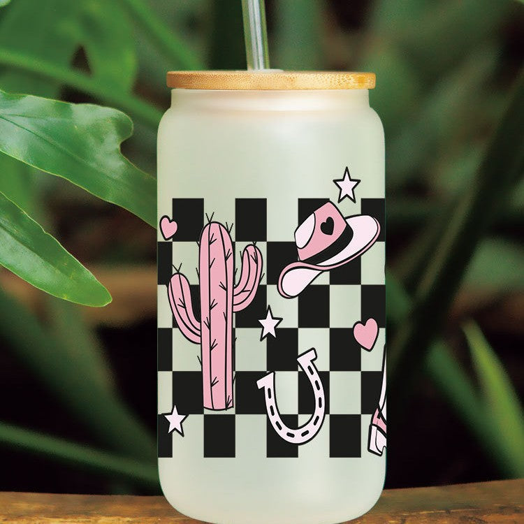 Wholesale Pink Western-style Cactus Series 16oz Cup UV DTF Wraps