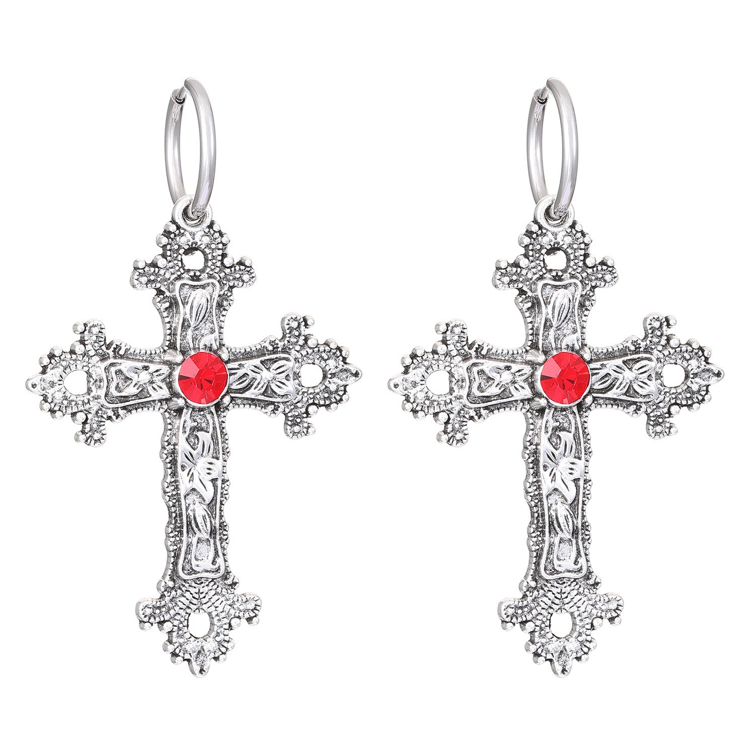 Wholesale Zinc Alloy Gothic Cross Pendant Necklace Punk  Design Electroplated Finish Fashion Jewelry Gift For Women