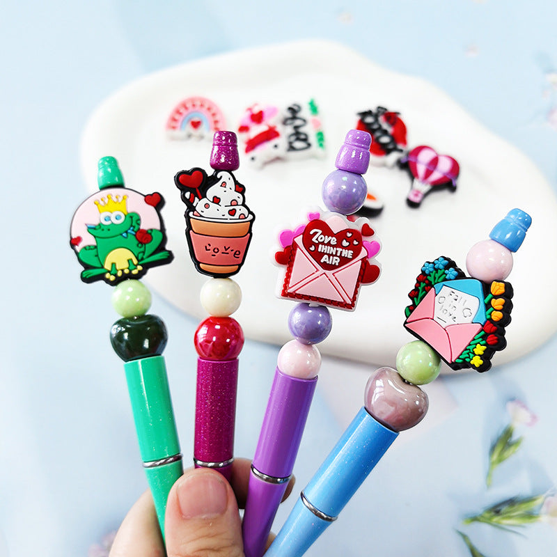 Wholesale Random100pcs LOVE  Beads Soft Rubber Focal Beads   Valentine' s Day