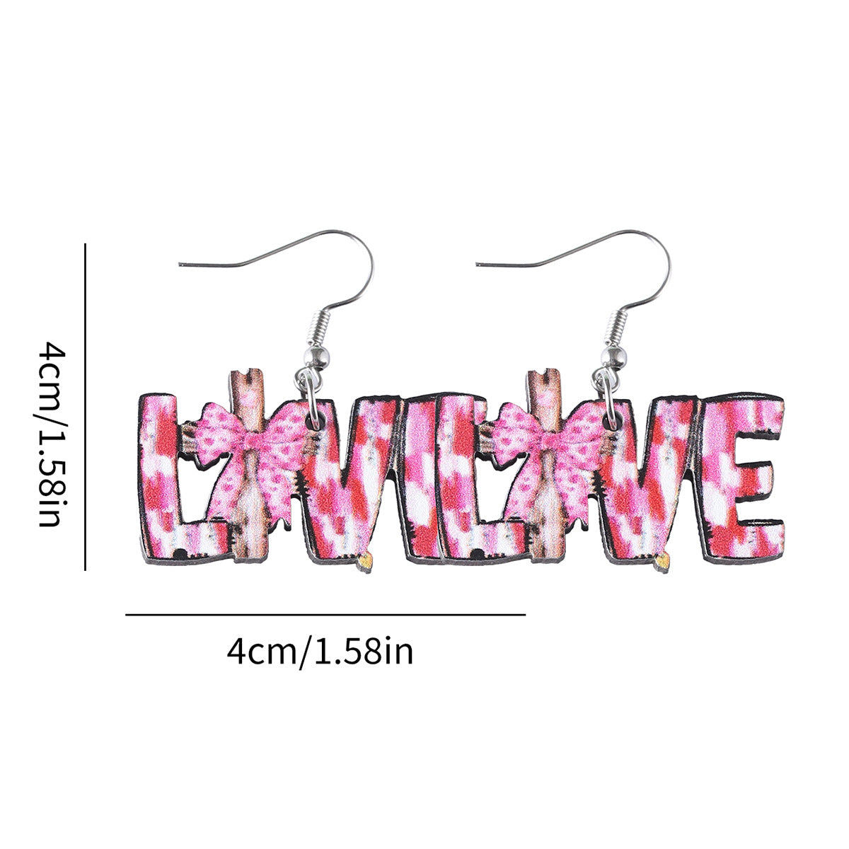 Wholesale Painted Bow Cross Love Pendant Earrings Double-Sided Earrings