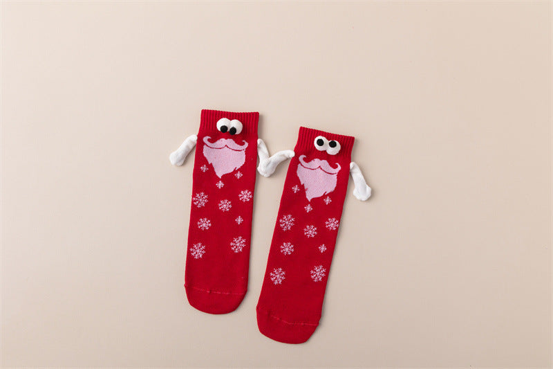 Wholesale Christmas couple warm magnetic mid-length socks