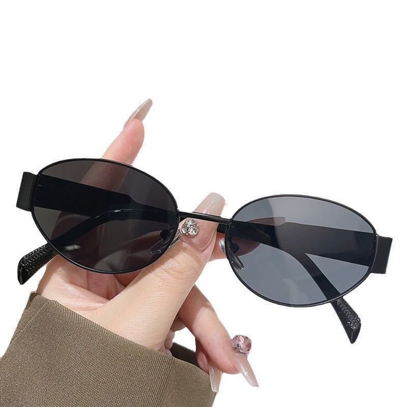 Wholesale Oval Metal Large Frame Sunglasses