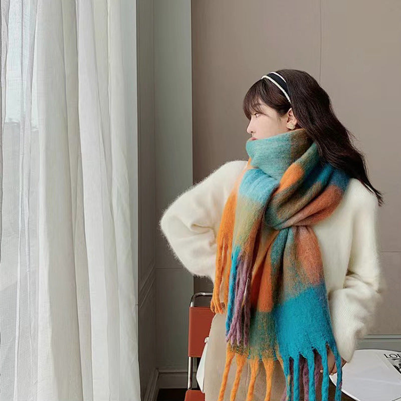 Wholesale Rainbow Autumn/Winter Long Thick Winter Versatile Colorful Scarf