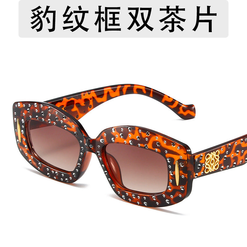 Wholesale Personality Trend Diamond Studded Women's Square Sparkling Starry Sky Fashion Outfit Sunglasses