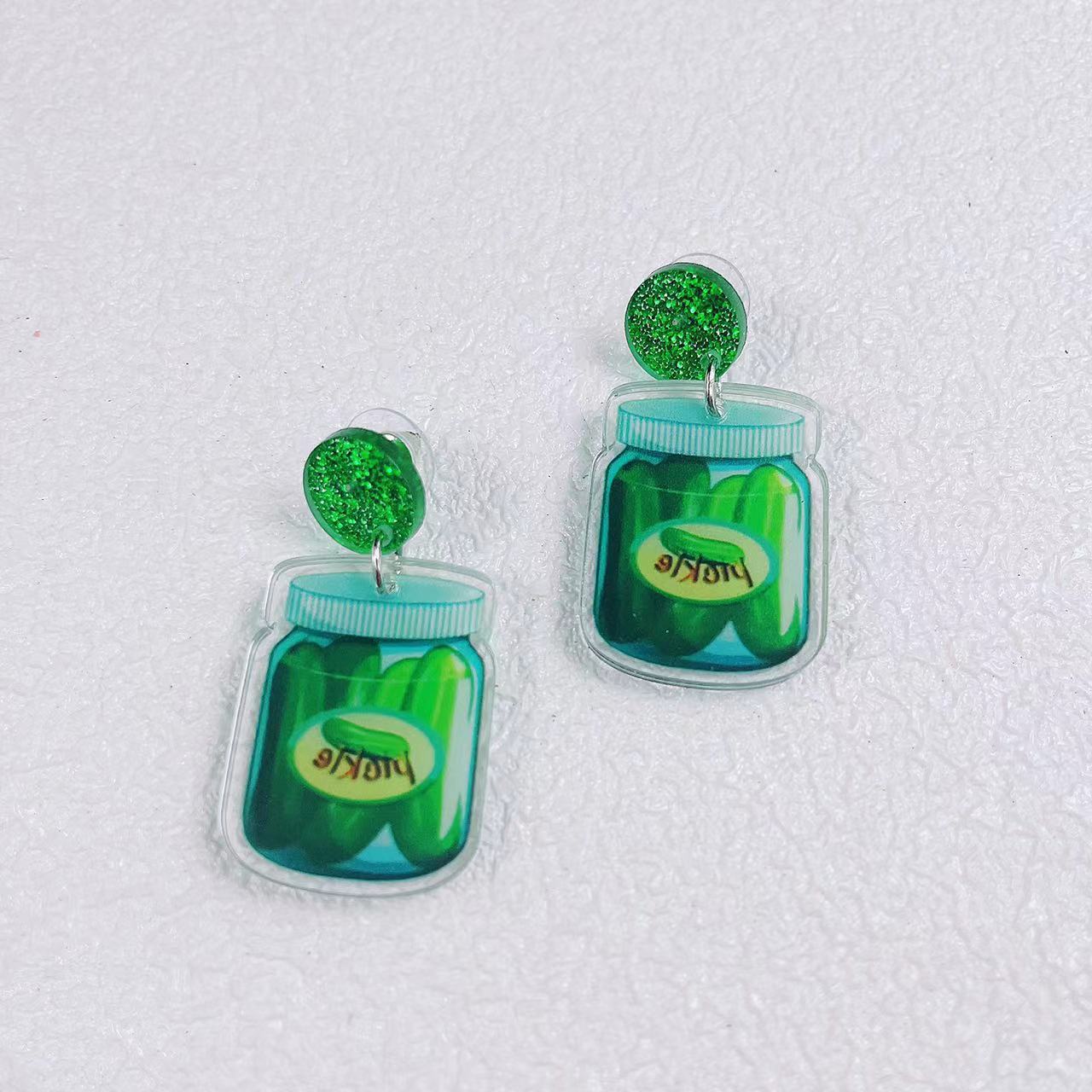 Wholesale Transparent Acrylic Vegetable Cucumber Earrings