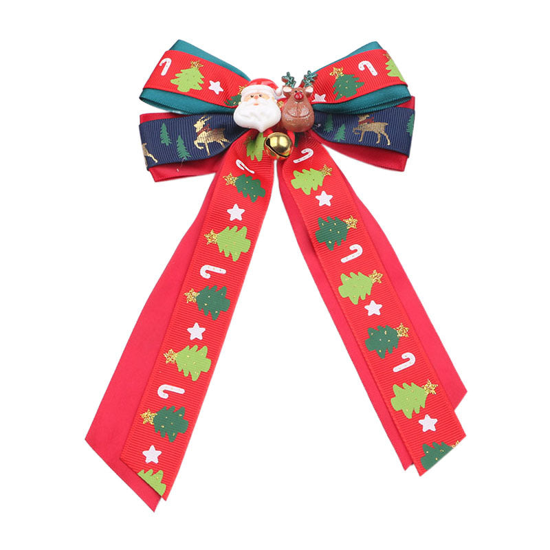 Wholesale Christmas Children's Bow Fabric Hairpins