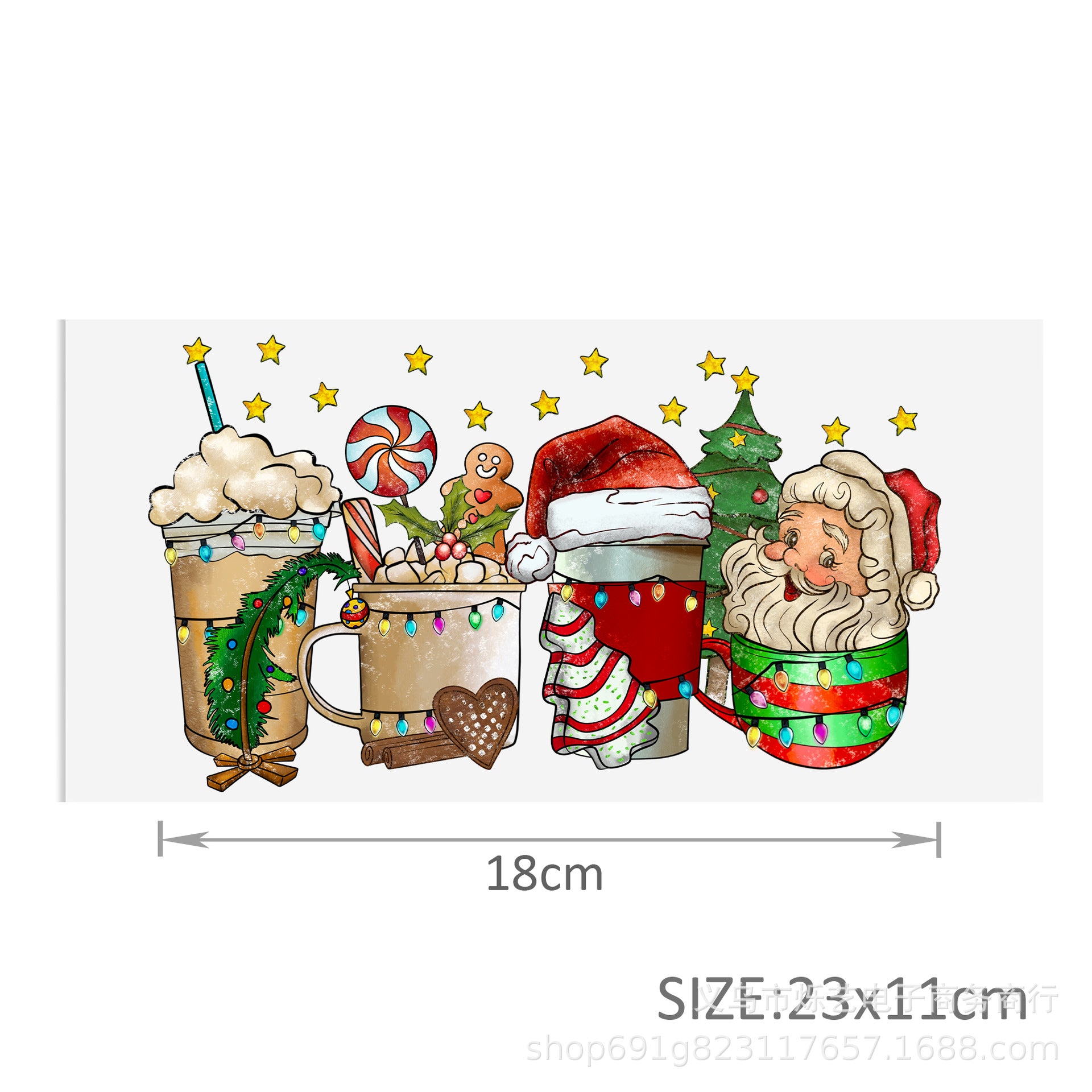 Wholesale Christmas series of ice cream cartoons   16oz Cup UV DTF Wraps