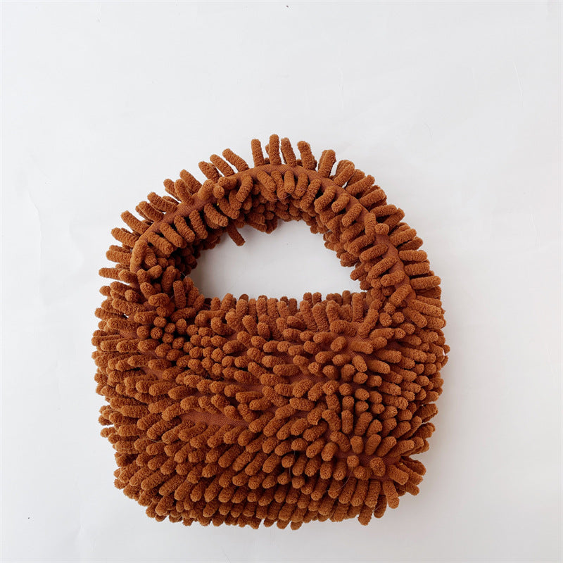 Wholesale Autumn and Winter New Mop Plush Handbag Candy Color Lunch Box Bag