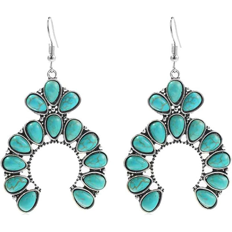 Wholesale Horseshoe fan-shaped acrylic turquoise earrings